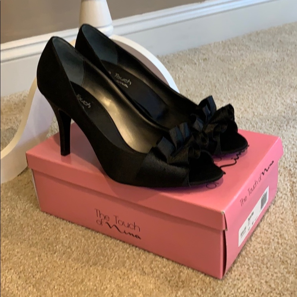 The Touch of Nina black satin cocktail shoes